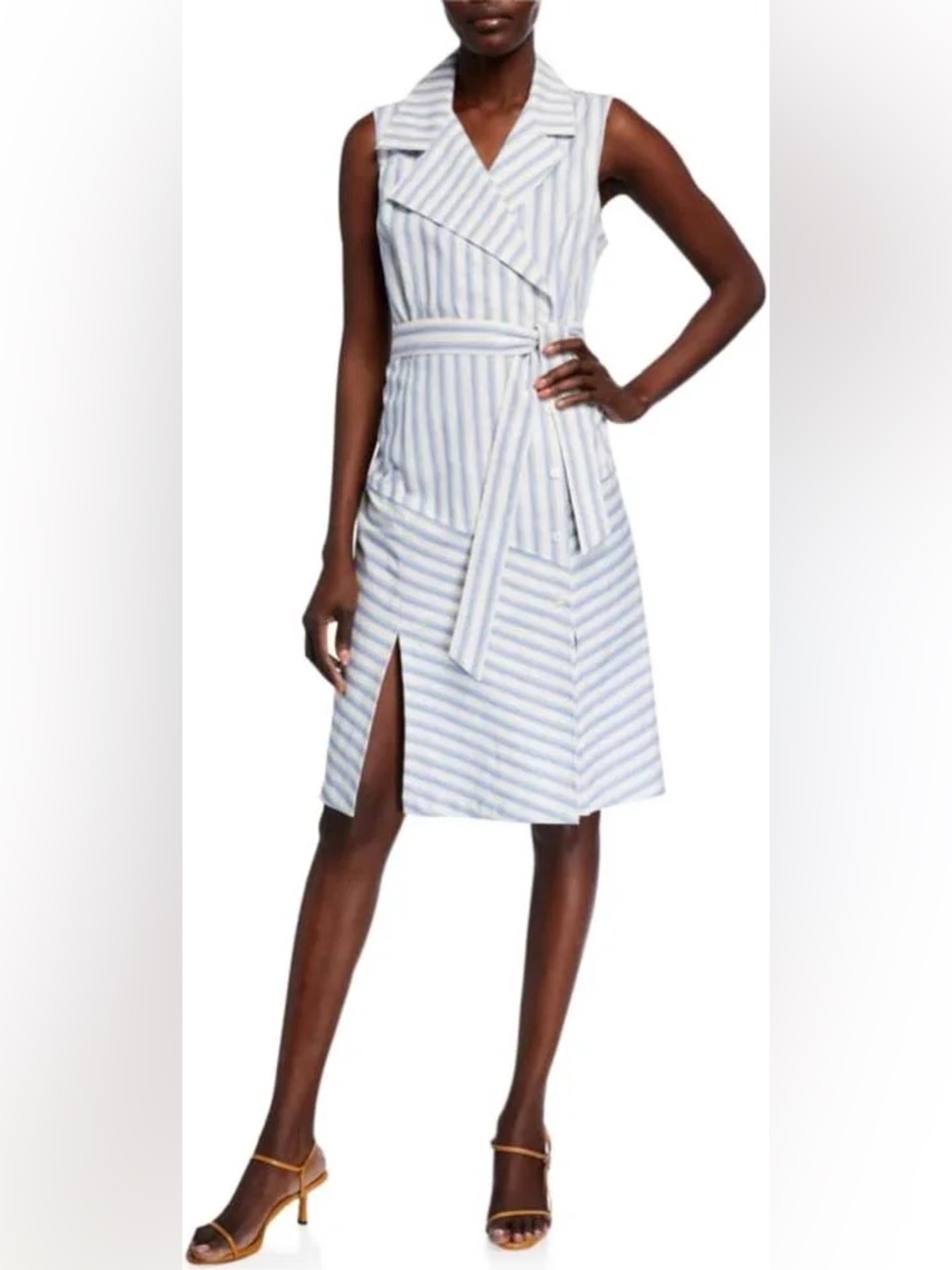 Finley Marni Striped Sleeveless Self-Belt Dress Size Large - Picture 9 of 9